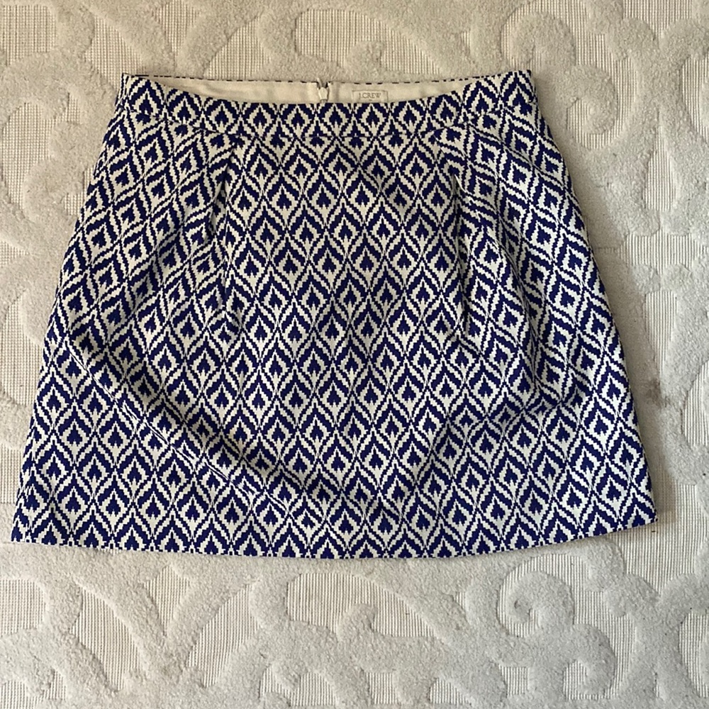 JCrew Factory Blue & White Patterned Skirt
